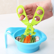 Baby elephant colorful baby food scissors Baby auxiliary food scissors Food scissors grinding tools Childrens auxiliary food