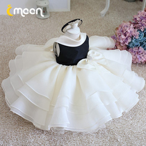 Flower girl dress girl puffy dress spring and autumn wedding dress dress dress dress children princess dress white dress performance gauze dress dress