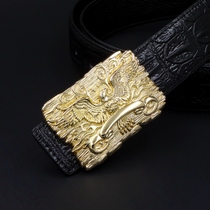 New crocodile print Eagle smooth buckle belt tall Youth Mens belt real cowhide casual pants belt