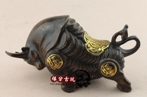 Pure copper cattle ornaments cai niu transport cattle antique bronze ware zhao cai wang cai niu gift crafts copper cow fried stock copper bull