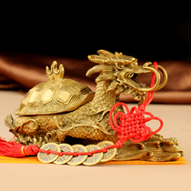 Juyuanpai Chinese carved bronze dragon turtle ornaments open cover dragon head turtle crafts Mother and son Dragon turtle shop home furnishings