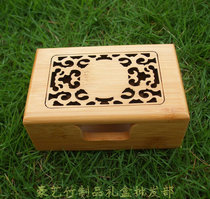 Office Pendulum Items Business Goods Business Exhibition Name Sheet Clips Bamboo and wood Famous Sheet Box Hollowed-out Engraved Character Logo