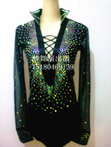 Mens red and yellow black white precisely performed to perform the performance service Latin race suit transparent yarn new A0027