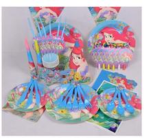 Girls and children Mermaid Princess theme party 6-person supplies decoration package Birthday party party decoration set