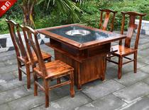 Marble hot pot table and chair Battery stove Liquefied gas gas stove Solid wood cabinet hot pot table c82