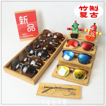 Bamboo and wooden glasses display stand Retro sunglasses display stand Creative sunglasses display decorative varnish solid wood props