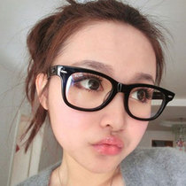 Full frame glasses frame men with lens glasses frame female retro Korean version of tide round face black frame glasses big frame flat light glasses