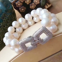 925 silver buckle upscale DIY pearl foreign trade micro-inlaid money chain square hand chain buckle single row double-row multipurpose buckle