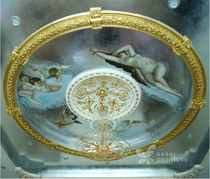 European style gold foil line round light plate carved big line Hotel Villa luxury high-end lighting decoration