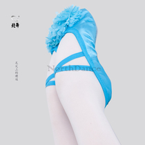 Satin young childrens dance shoes soft bottom practice shoes girls cat claw shoes childrens dance shoes soft dance shoes blue flowers