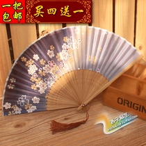 Send fan box Chinese style fan women silk silk fan cherry blossom Japanese folding fan women Japanese style Japanese style fan