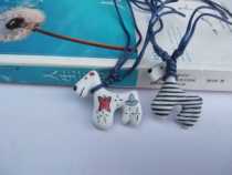 Jingdezhen ceramic jewelry Ceramic necklace pendant Handmade painting Wangwang Puppy Ceramic jewelry necklace