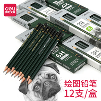 Derri pencil primary school student hexagonal Rod HB book writing solid wood painting sketch 2H drawing 2B examination card 12 boxed 20 sets drawing drawing children learning stationery wholesale