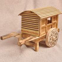 Wooden hand-drawn car carriage model log simulation model childrens toys hot sale decorative crafts ornaments