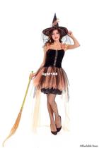 Halloween Carnival Orange Witch Lace Skirt Jungle Fountain D