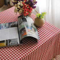 British red plaid home bar cafe coffee table Cotton and linen rectangular dining table tablecloth home decoration