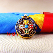 Ming Shengxuan Tibetan Buddhist supplies alloy carved cross Diamond pestle Garland box GWU box pendant gold