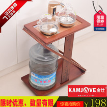 New bamboo wheeled mobile tea cart Solid wood tea table tea cabinet simple modern tea cart induction cooker household set