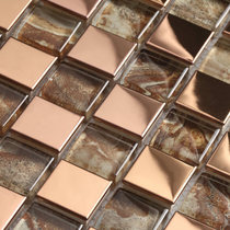 (Linus)Rose gold plated glass mosaic TV background wall Kitchen and bathroom tile decoration building materials