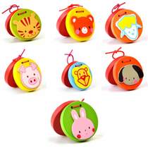 ORF Percussion Baby Wooden cartoon castanets Round dance boards Small animal Castanets Childrens musical instruments 1-3