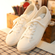Spring and autumn season 100 Lap Art Small White Shoes Low Help Pure Color Sails Shoes Women Han Edition Flat Heel Casual Single Shoes Student Sneakers
