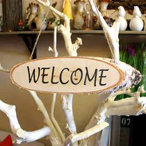 WELCOME card original ecological solid wood shop decoration listing pendant WELCOME wedding WELCOME door props