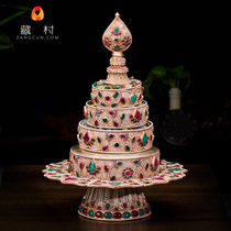 Tibetan Manzapan Tantric Buddha supplies Nepal pure copper silk inlaid gem Mancha Luo trumpet