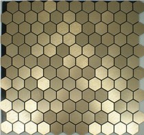 Hexagon gold silver copper wire metal tile aluminum-plastic panel mosaic background wall Post adhesive self-attached
