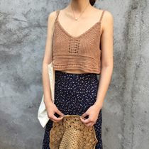 Woven camisole loose ultra-short outer halter sweater knitted waistcoat female