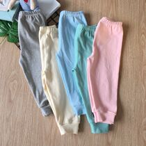 80-120 yards men and women baby cotton trousers dual crotch belt elastic children leggings spring and autumn solid color pajama pants