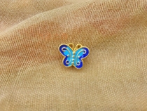 Cloisonne silver burnt blue gold-plated enamel silk double-sided butterfly flower Joker bracelet string pendant DIY accessories