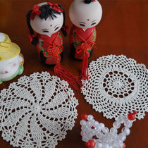I love my home pure hand crochet hook Flower Cotton Lace Hollowed-out Woven Round Cup Mat Shooting Props
