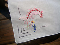 Style Princess foreign trade a corner hand embroidery patchwork vintage cotton handkerchief White 28CM J value