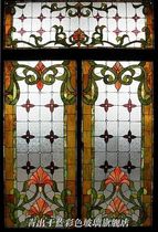 American European style three-layer color mosaic art glass sliding door glass porch partition cabinet sliding door core glass