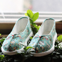 New product thousand layer bottom cloth shoes womens pure handmade farmhouse bottom light green flowers shallow mouth authentic traditional old Beijing shoes
