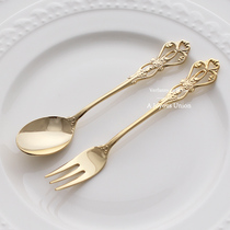 Long handle spoon Cherry blossom coffee spoon Stainless steel small personality golden spoon Tea spoon Creative cute stirring spoon Dessert spoon