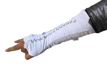 ★MJ★MICHAEL Jackson BAD JAM SPECIAL ROCK PUNK GIG WHITE CANVAS TIED HAND GLOVES