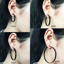 Hot European and American fashion personality ear ring oversized circle wide ring earrings Black stud earrings without ear holes ear clip female earrings