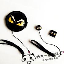 Camera Lens Cover Cute Yellow Eye Monster Big Eyes Crystal Glass Lens Protection Cover With Rope Hot Boot Lid