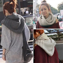 With cap wool line neck jacket Han version Li Qiuyu Filial Autumn Winter Knit Scarf with hat and shoulder neck jacket head