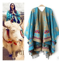 Zhang Yuqi Tibet same autumn and winter Nepal sunflower mixed wool oversized thick split shawl scarf