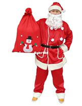 Christmas Santa Claus suit clothes pants hat bag thickened l