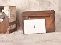 Mens sheepskin vintage old leather envelope thin clutch bag mens clutch bag wallet tablet bag man