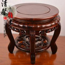 Mahogany rosewood solid wood round stool Antique flower pot Vase Bonsai fish tank base Tiger head tiger footstool Flower stand