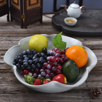 Chinese New Year fruit plate snack plate ceramic Ru kiln household modern simple pastry plate creative living room coffee table fruit plate