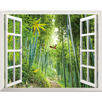 Wall stickers Bedroom fake window 3D landscape decoration stickers Restaurant hotel mural self-adhesive painting background wall wall stickers