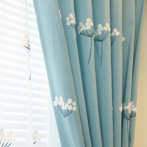 Korean pastoral cotton and linen towel embroidered curtains shading cloth Living room bedroom custom floor-to-ceiling windows Mediterranean curtain yarn