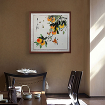 Chinese painting persimmon pure hand-painted authentic calligraphy and painting Ink painting flowers and birds painting Calligraphy and painting Restaurant painting Framed Doufang