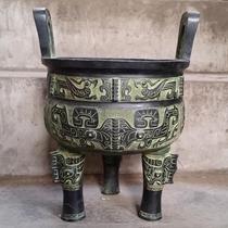 Bronze tripod ornaments antique bronze four square tripod ornaments large gram Ding fragrant furnace tripod special treatment