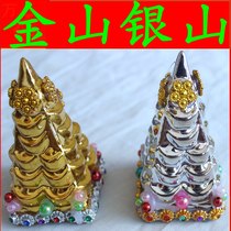 Solid wood urn box funerary ornaments (porcelain gilt gold Jinshan Yinshan) funeral burial coffin wholesale